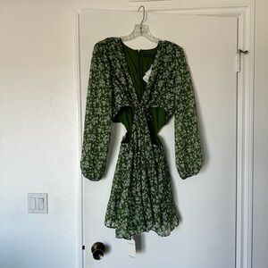 Abercrombie Cut Out Floral Green Dress